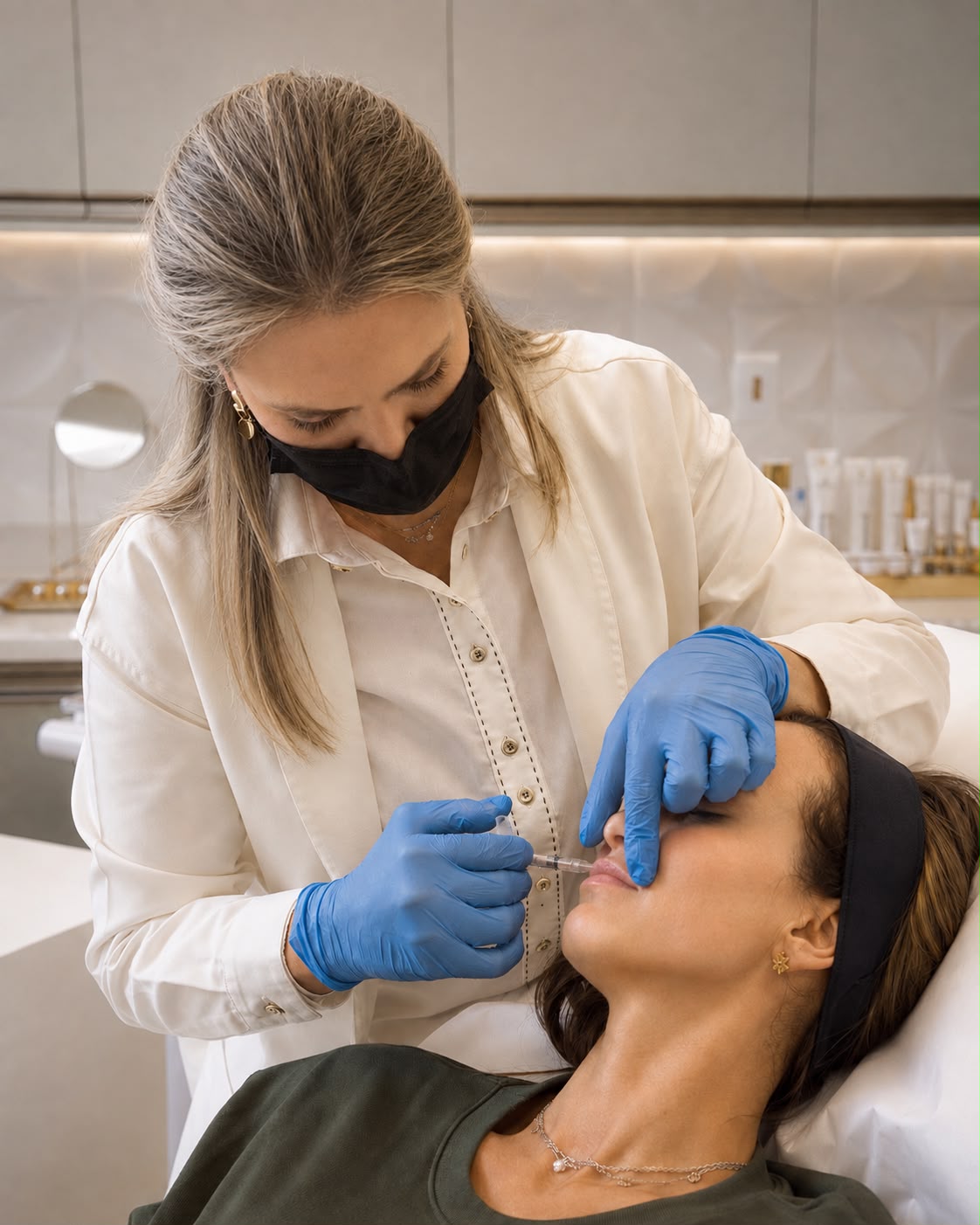 Aplicação de preenchimento facial pela Dra. Gaby Rocha